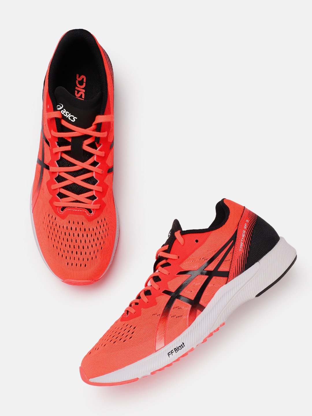 

ASICS Men Woven Design Round-Toe Tarther RP 3 Running Shoes with Brand Logo Detail, Red