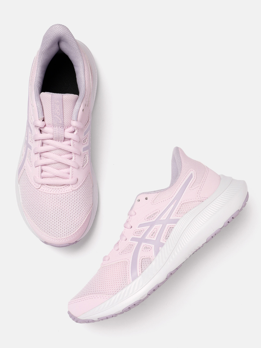 

ASICS Women Woven Design Round-Toe Jolt 4 Running Shoes with Brand Logo Detail, Pink