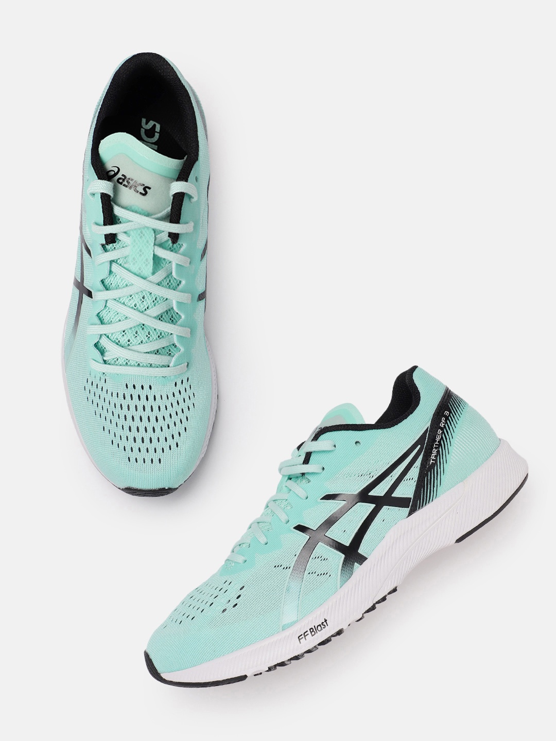 

ASICS Men Woven Design Round-Toe Tarther RP 3 Running Shoes with Brand Logo Detail, Sea green