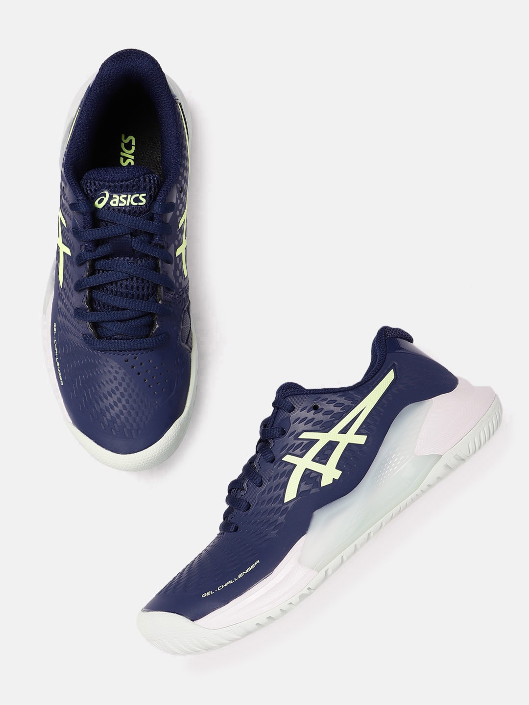 

ASICS Women Brand Logo Detail Round-Toe Gel-Challenger 14 Tennis Shoes, Navy blue