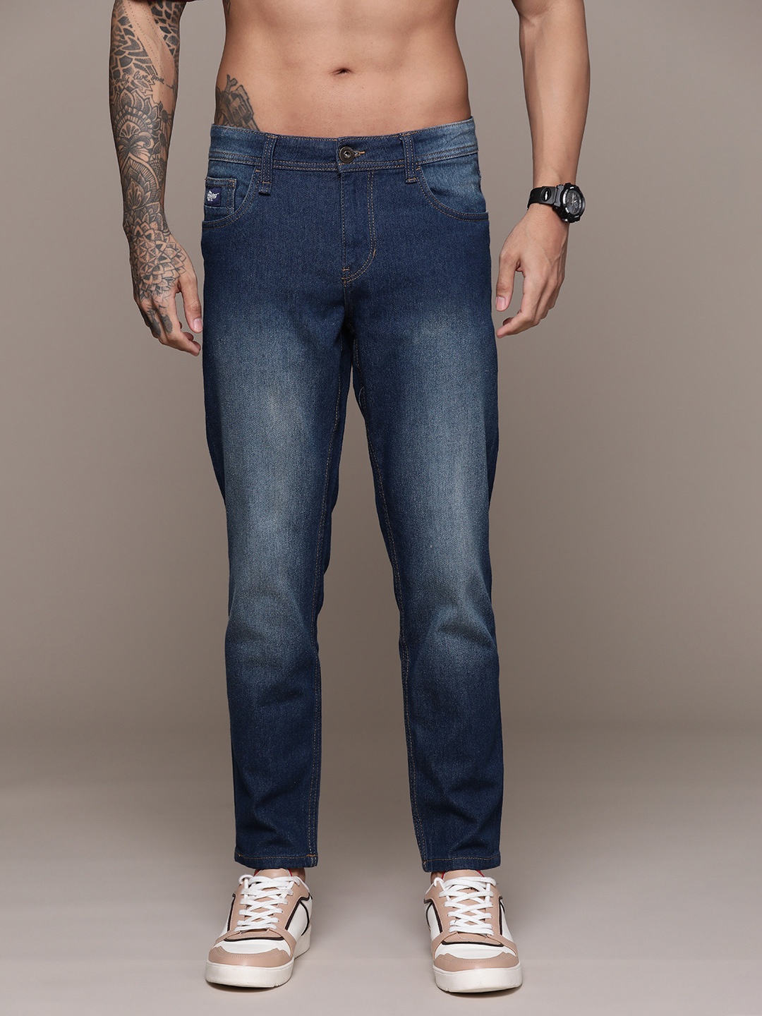 

The Roadster Lifestyle Co. Men Light Fade Stretchable Jeans, Navy blue