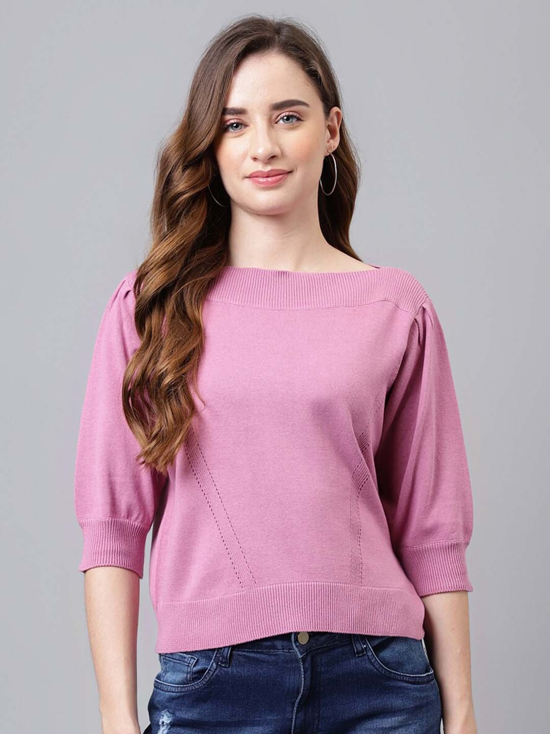 

Latin Quarters Cotton Boat Neck Pullover, Pink
