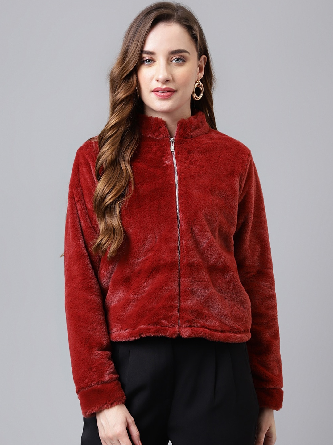 

Latin Quarters Faux Leather Trim Lightweight Crop Tailored Jacket, Rose