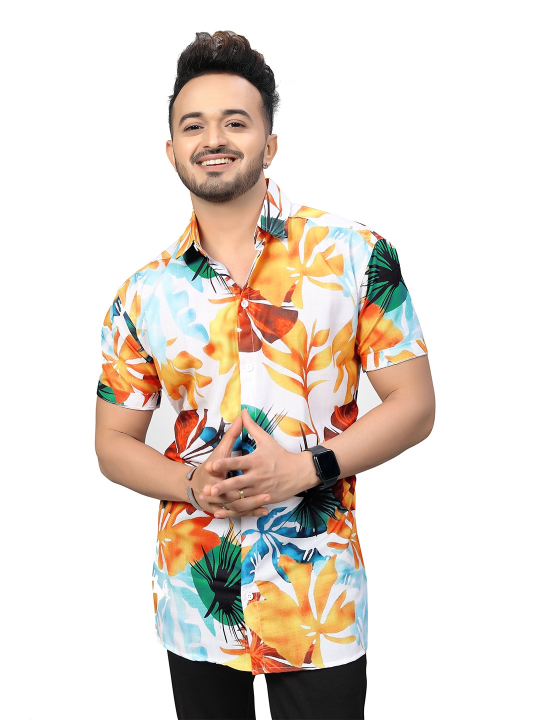 

Bought First Relaxed Floral Printed Casual Shirt, White