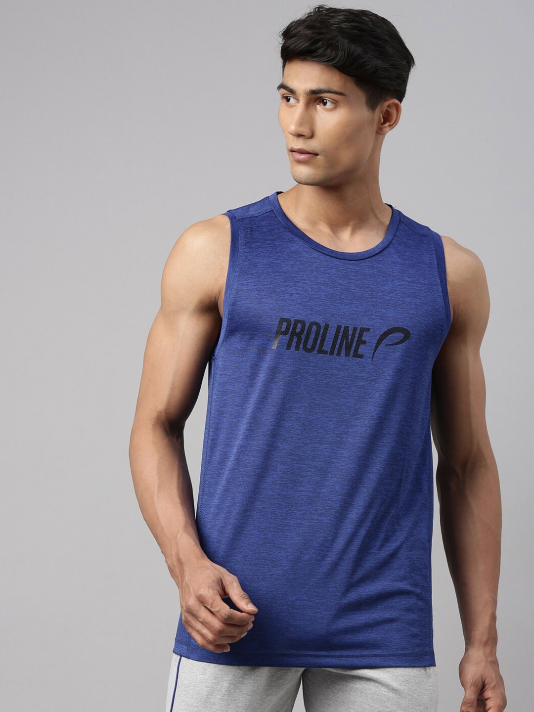 

Proline Typography Printed Sleeveless Cotton T-shirt, Blue