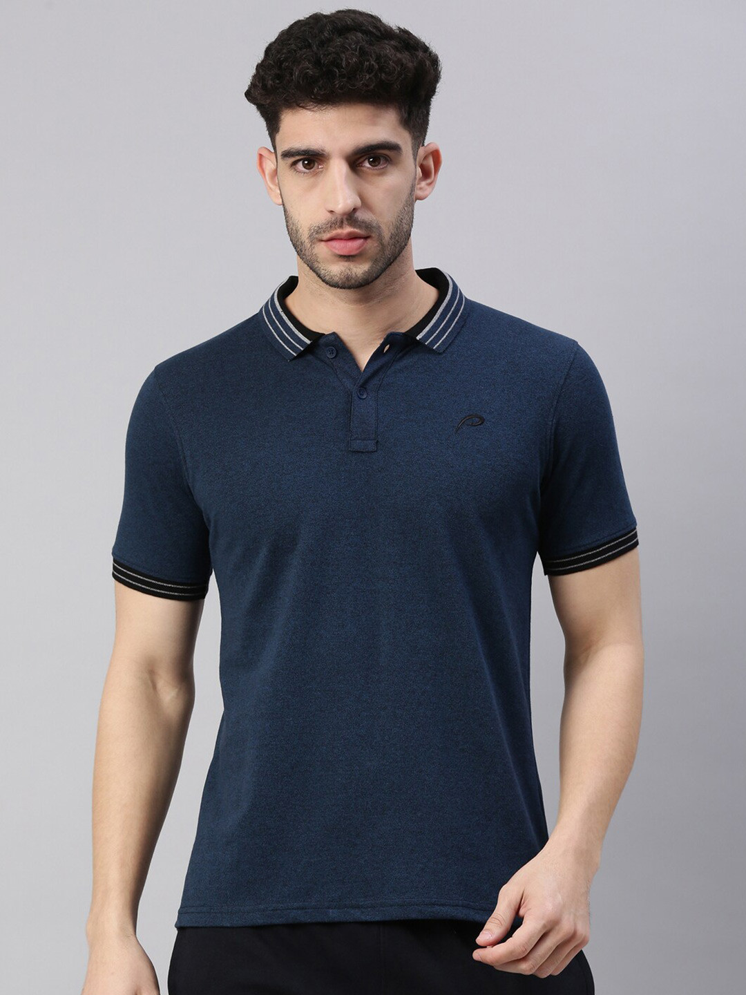 

Proline Polo Collar Knitted Cotton T-shirt, Teal