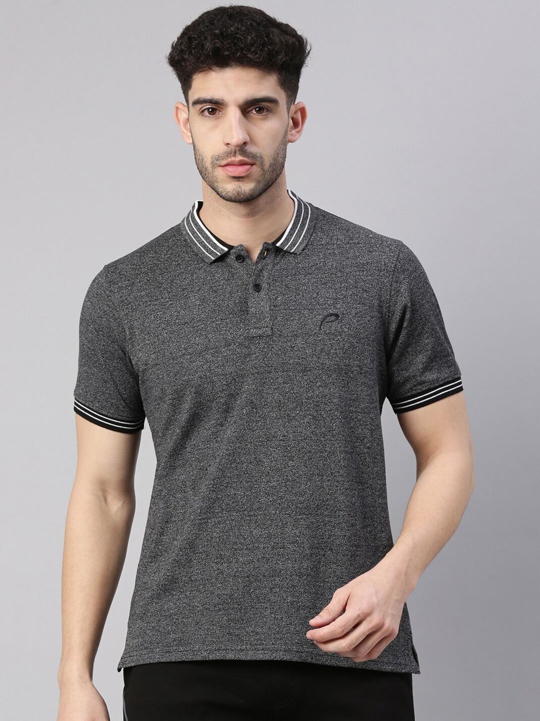 

Proline Polo Collar Knitted Cotton T-shirt, Black