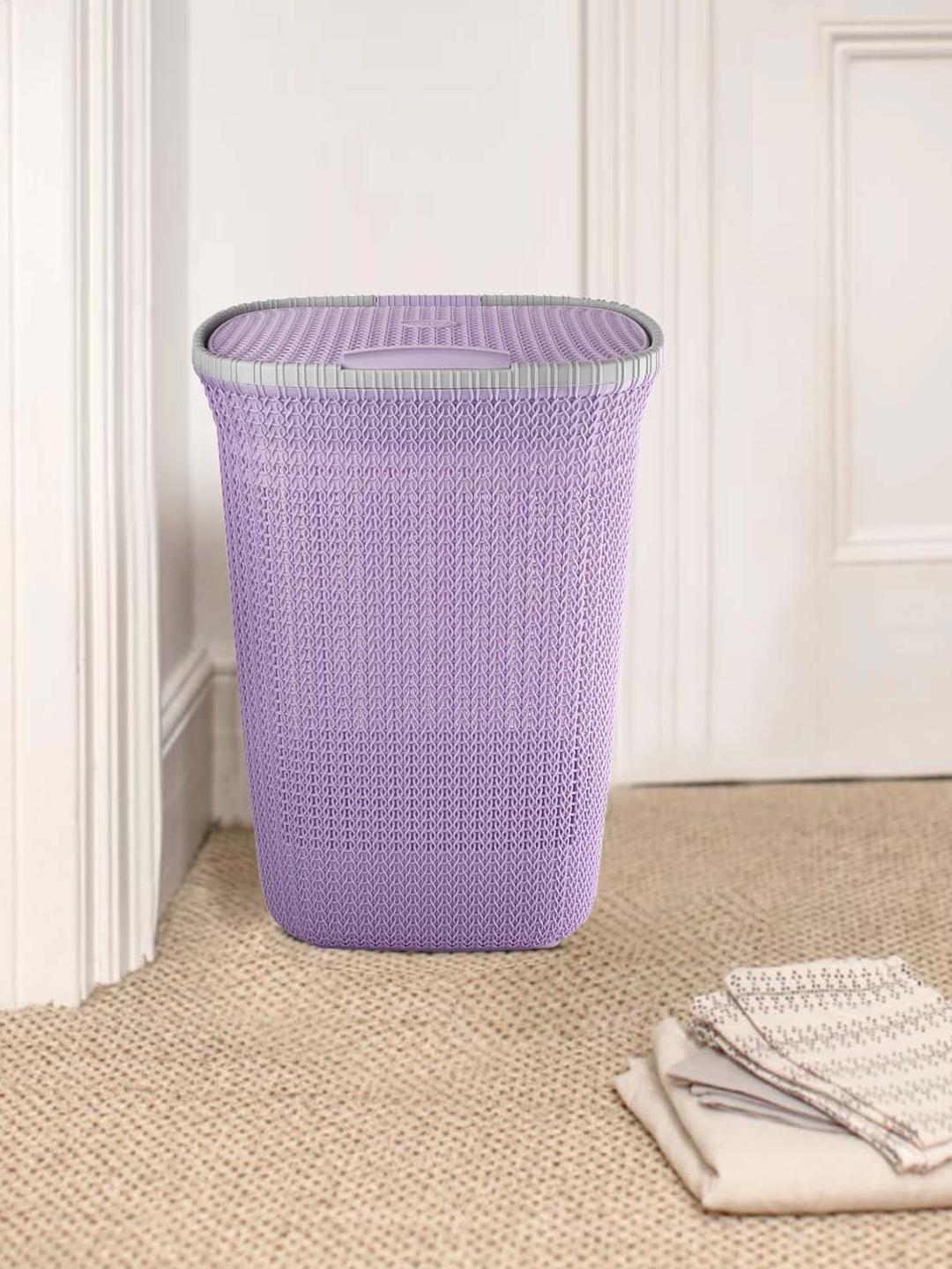 

Cello Creta Violet Plastic Laundry Basket With Lid - 50 L