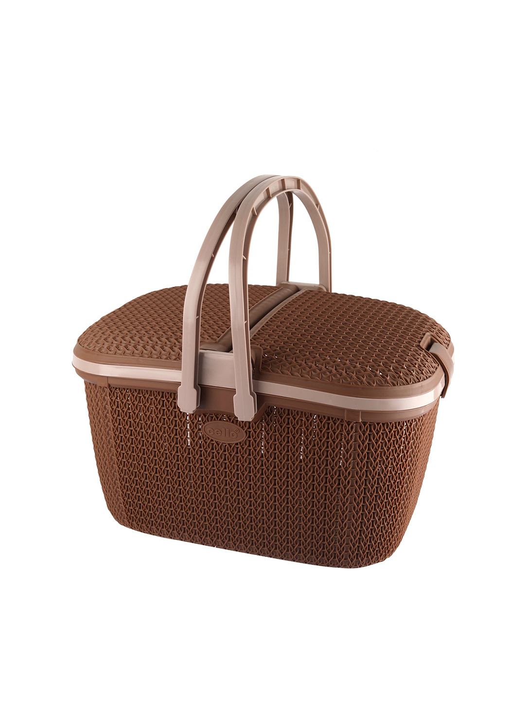 

Cello Knitstyle Brown Plastic Storage Shopping Basket