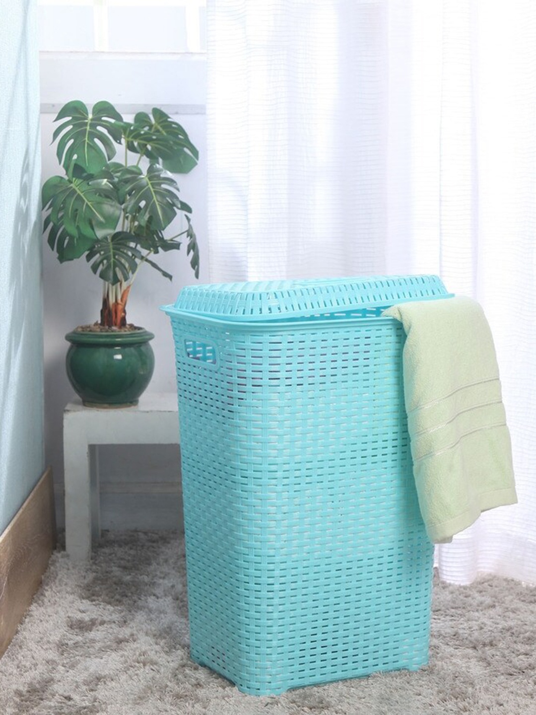 

Cello Eliza Light Blue Textured Laundry Basket