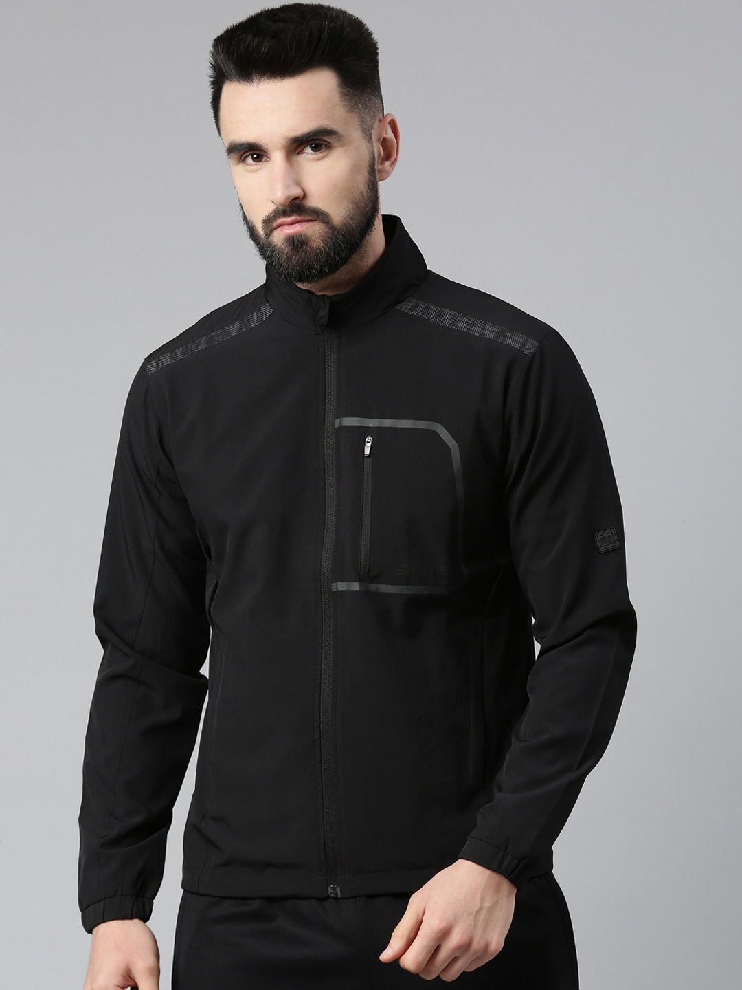 

Proline Men Mock Collar Sporty Jacket, Black