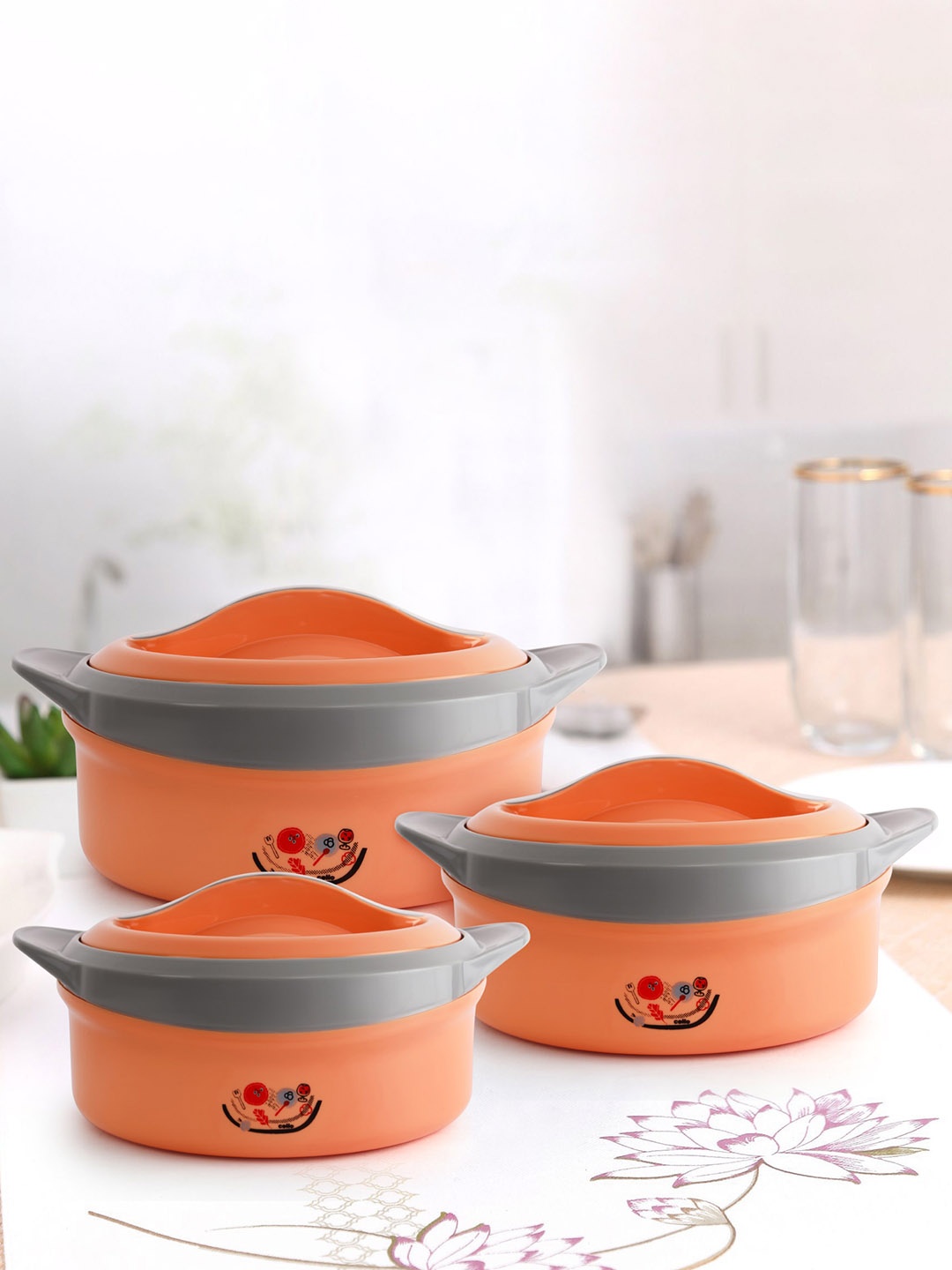 

Cello Solaris 3 Pcs Orange Insulated Roti Casserole With Firm Twist Lock
