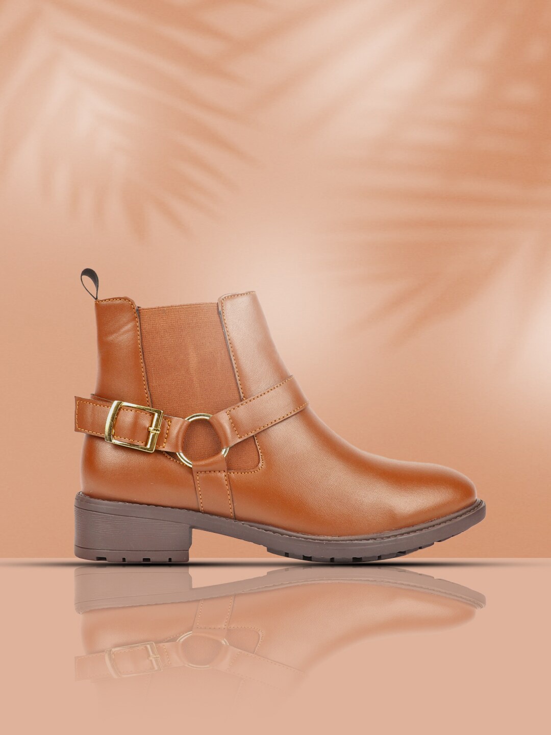 

Carlton London Women Buckle Detail Block-Heeled Mid-Top Chelsea Boots, Tan