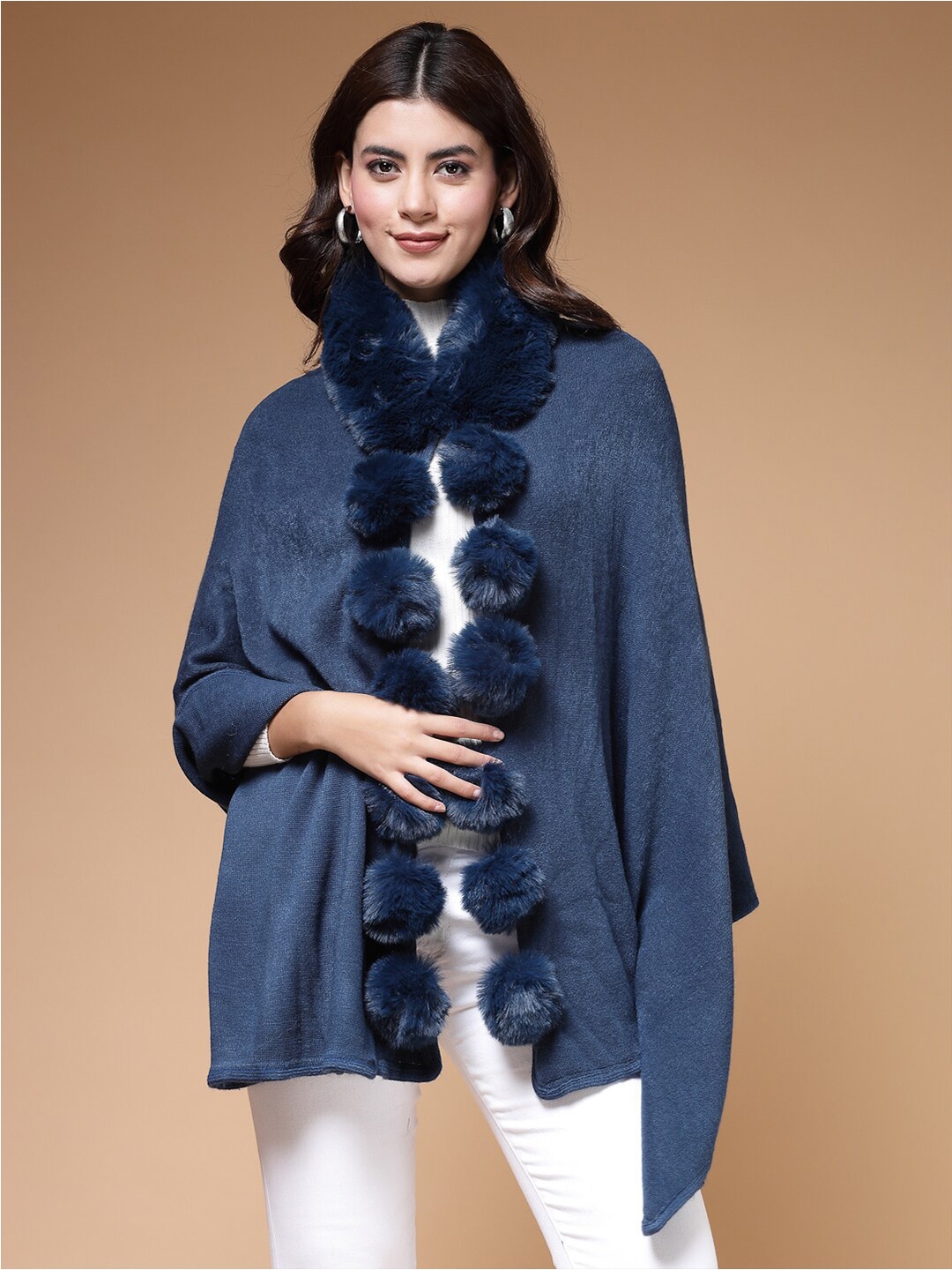 

Mafadeny V-Neck Longline Poncho, Teal