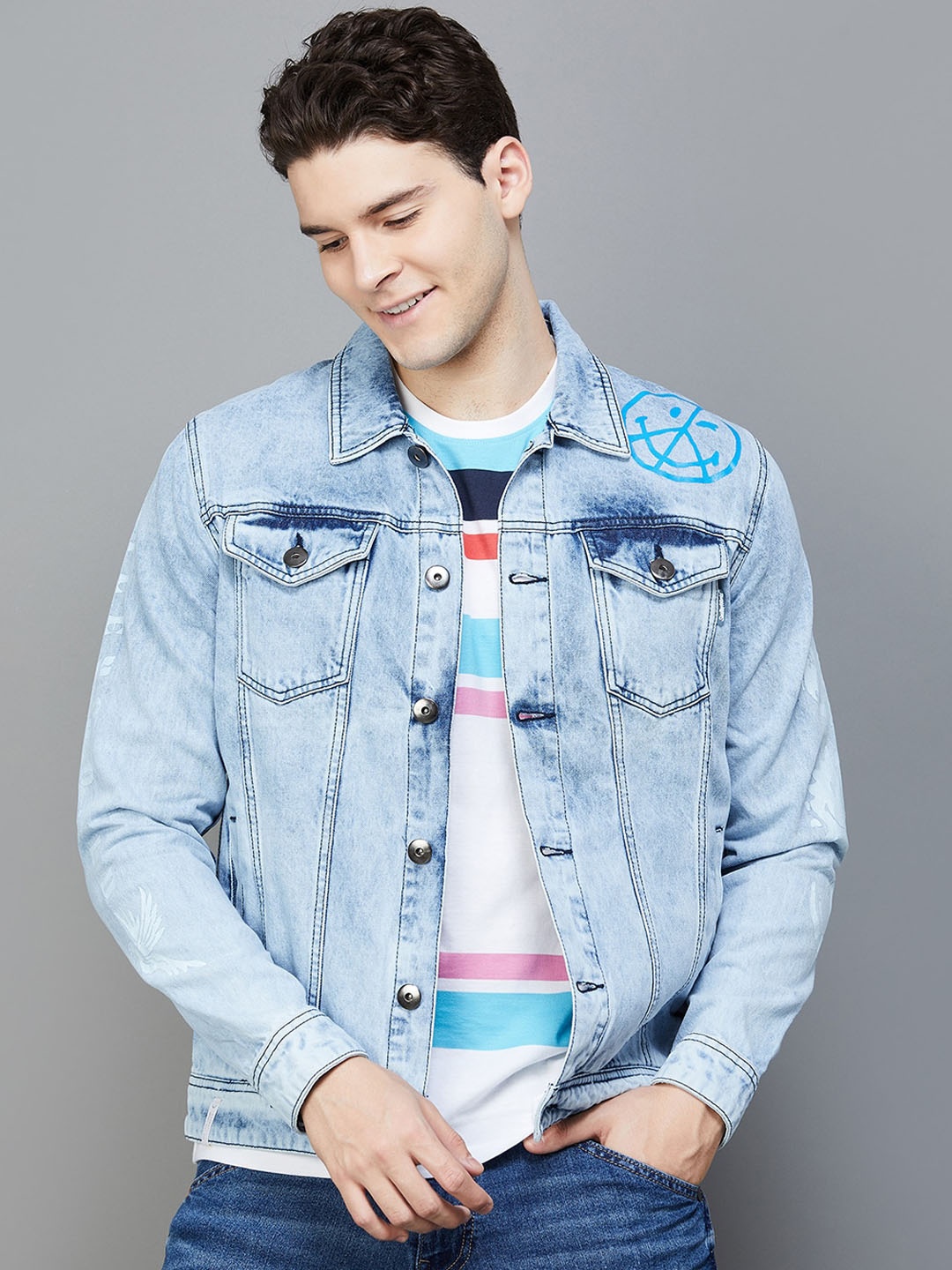 

SmileyWorld Washed Cotton Denim Jacket, Blue