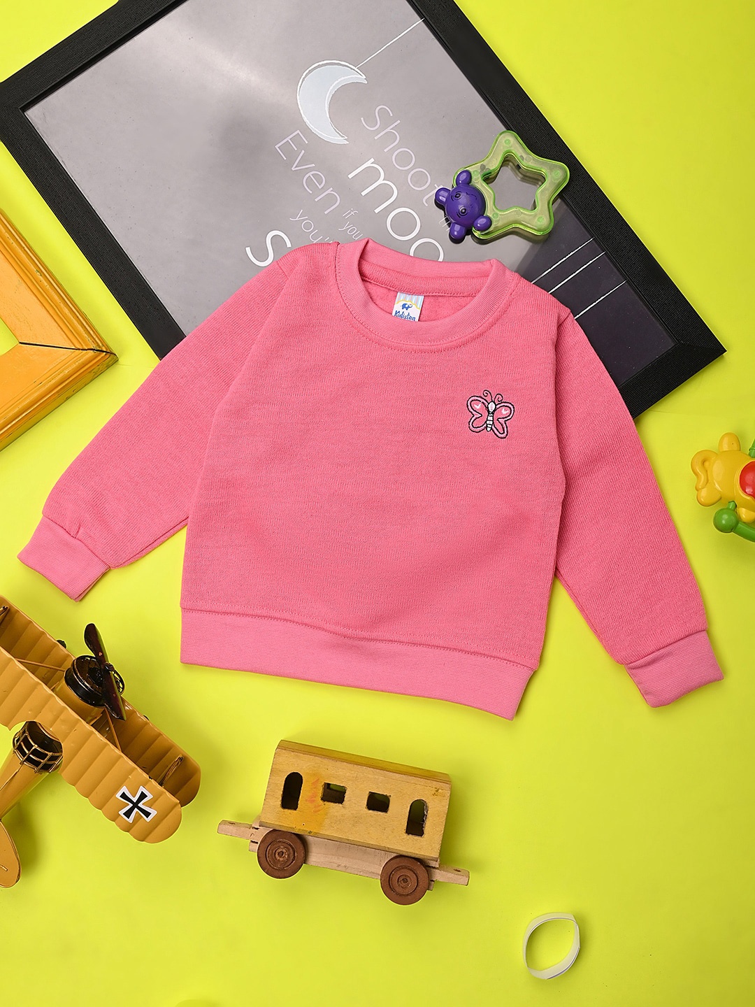 

V-Mart Kids Round Neck Long Sleeves Acrylic Pullover Sweater, Fuchsia