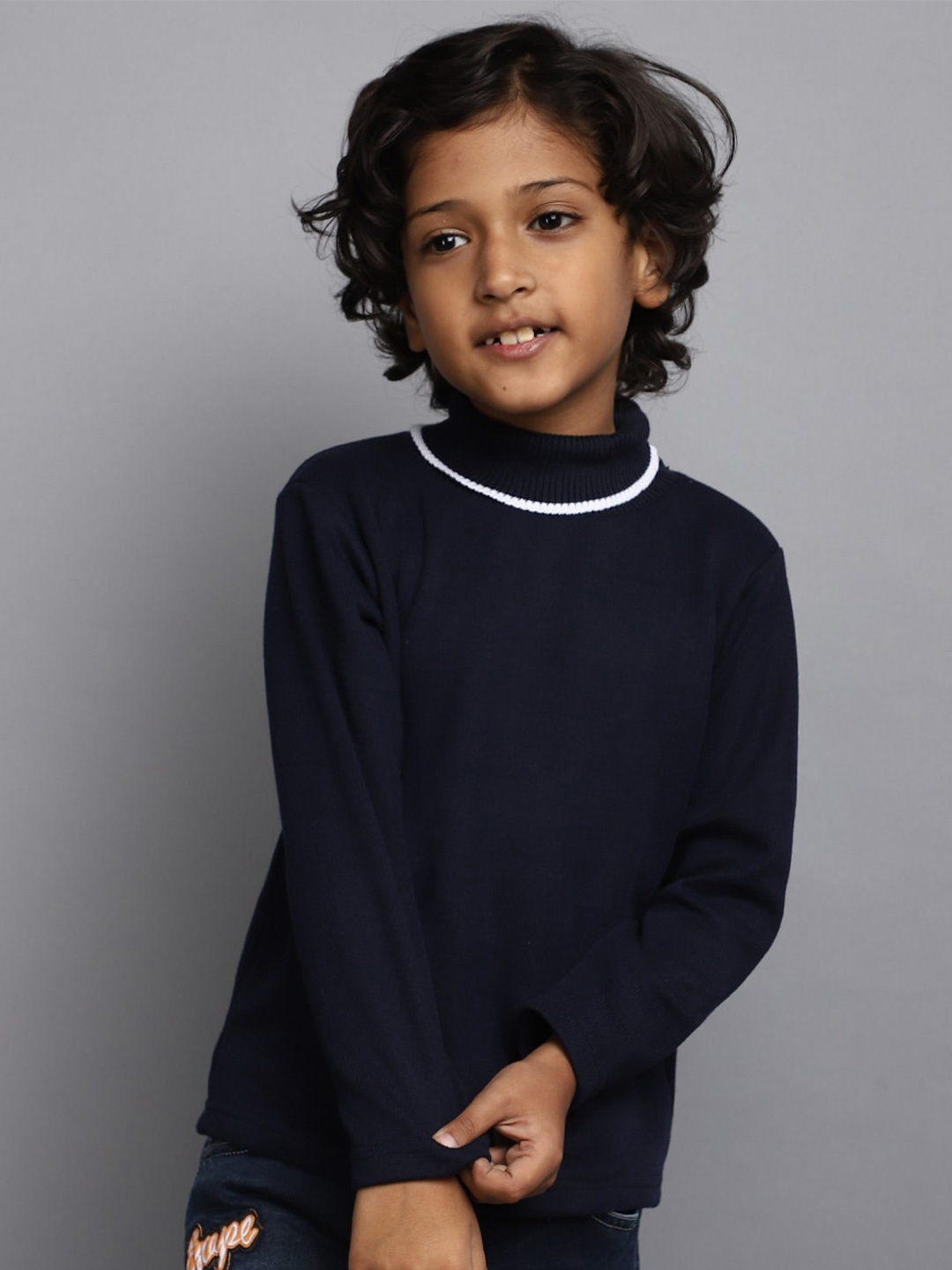 

V-Mart Boys Turtle Neck Acrylic Pullover Sweater, Navy blue
