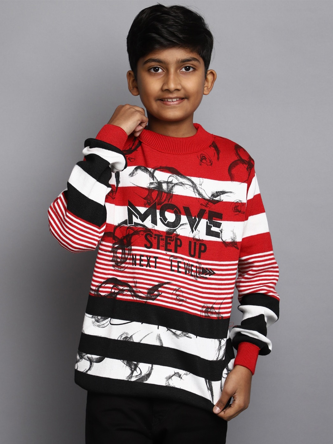 

V-Mart Boys Striped Acrylic Pullover Sweater, Red