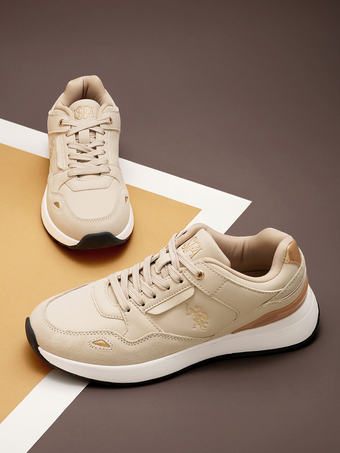 

U.S. Polo Assn. Women Elena Stitch Detail Sneakers, Beige