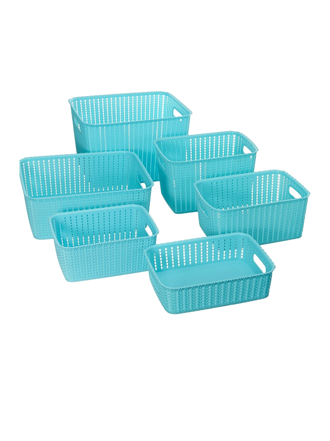 

Cello Knit Style 6 Pieces Blue Small Baskets Without Lid