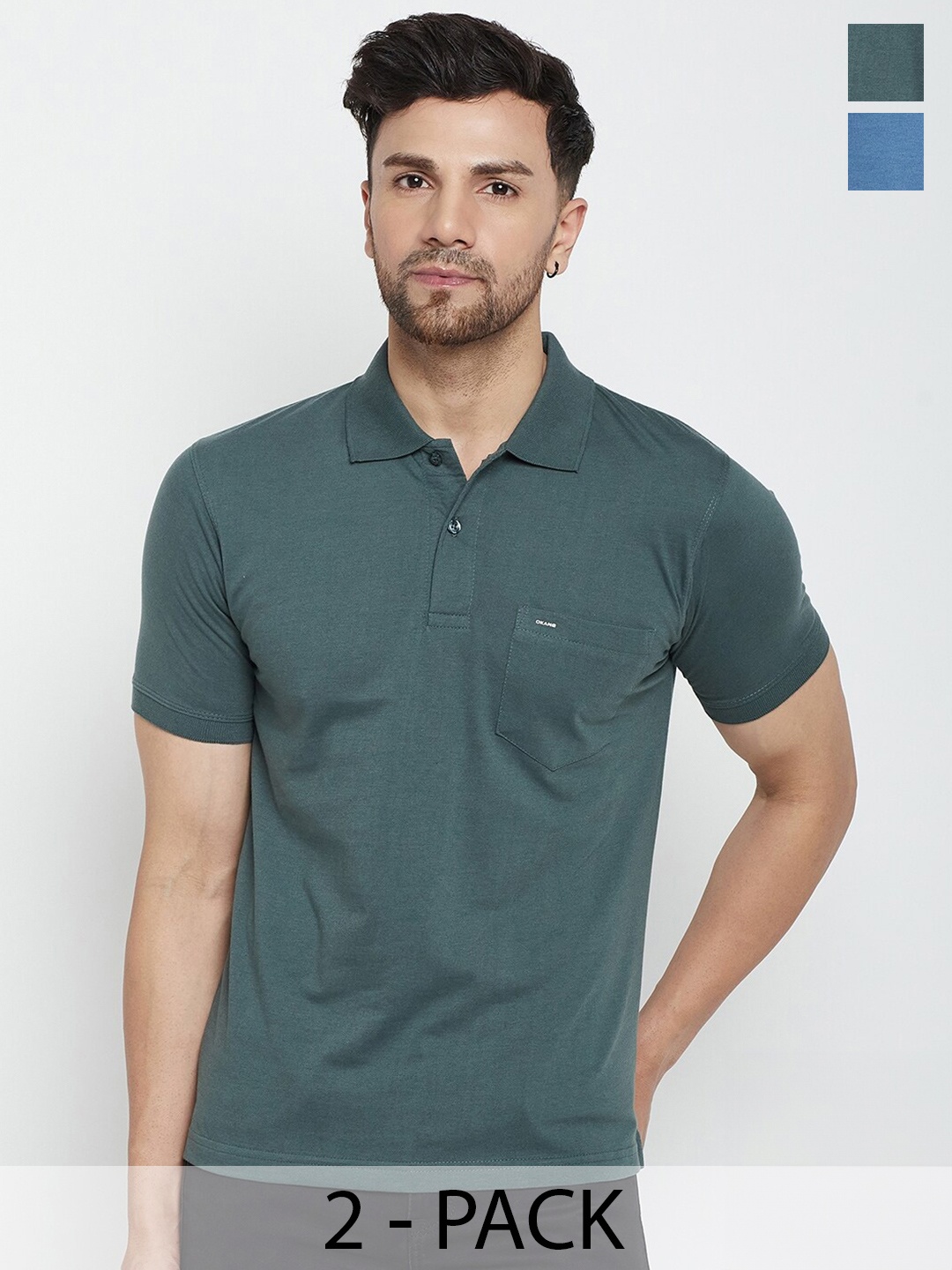 

Okane Pack Of 2 Polo Collar T-Shirt, Olive