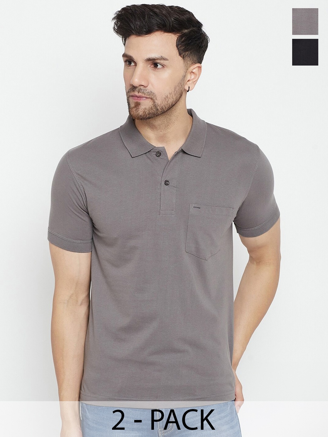 

Okane Pack Of 2 Polo Collar T-Shirt, Black
