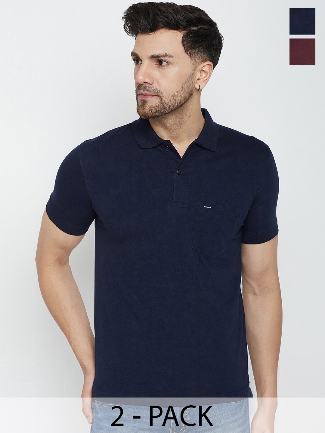 

Okane Pack Of 2 Polo Collar T-Shirt, Navy blue