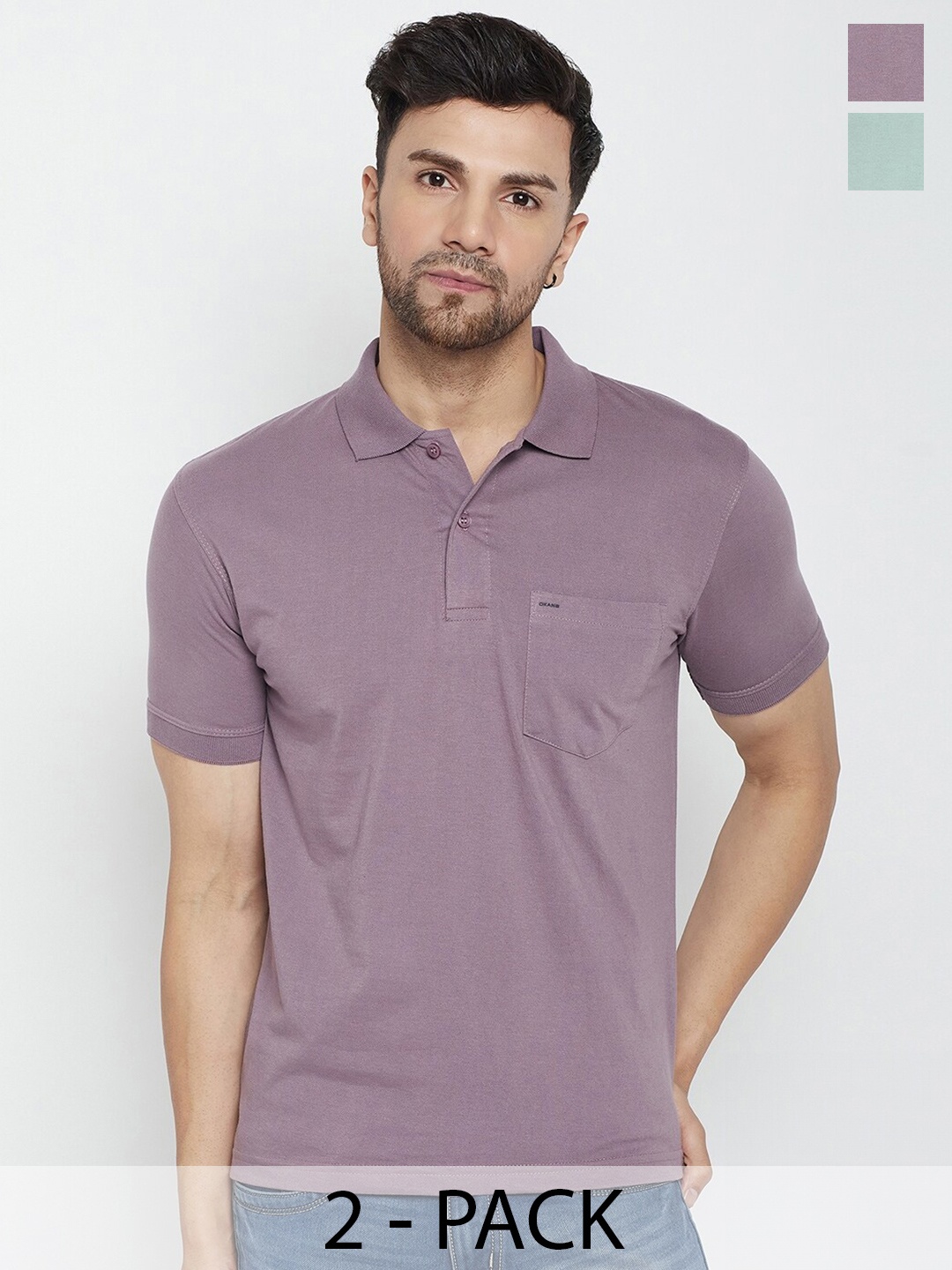 

Okane Pack Of 2 Polo Collar T-Shirt, Pink