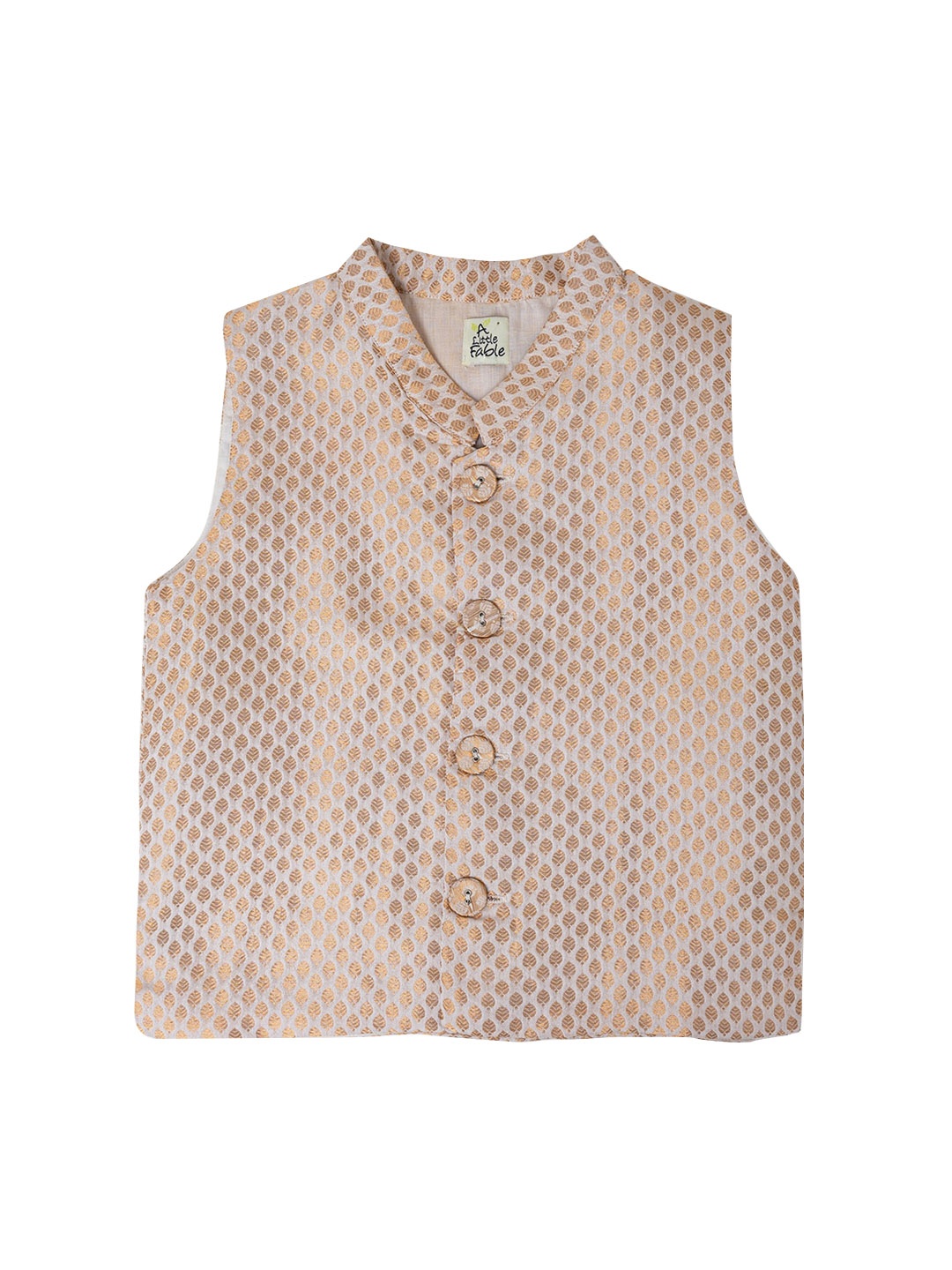

A Little Fable Boys Woven Design Nehru Jacket, Gold