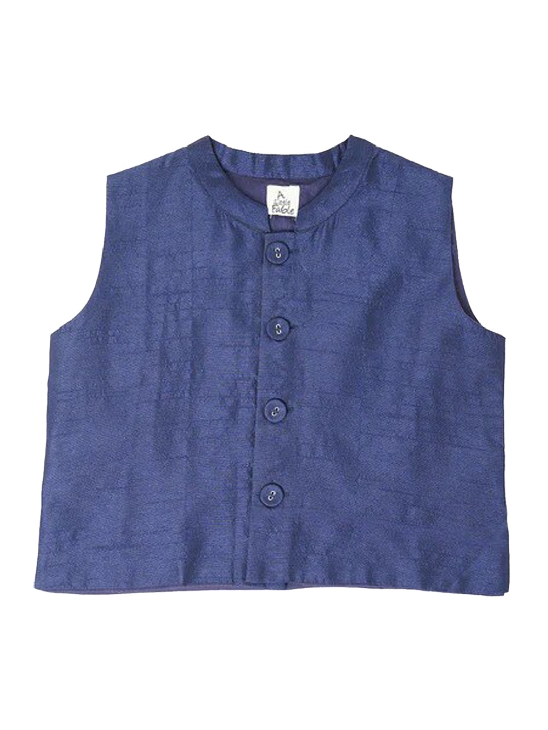 

A Little Fable Boys Mandarin Collar Nehru Jacket, Navy blue