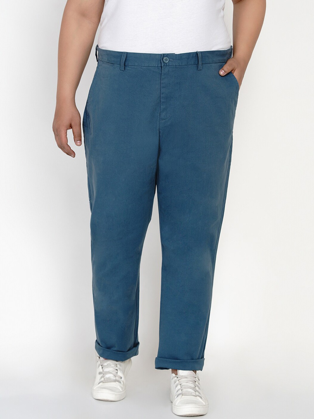 

Santonio Men Mid-Rise Chinos Trousers, Blue