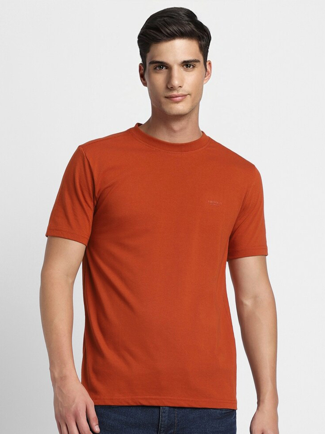 

FOREVER 21 Round Neck Short Sleeves T-shirt, Orange