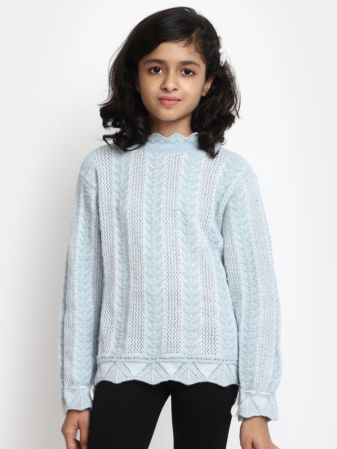 

V-Mart Girls Cable Knit Acrylic Pullover, Blue