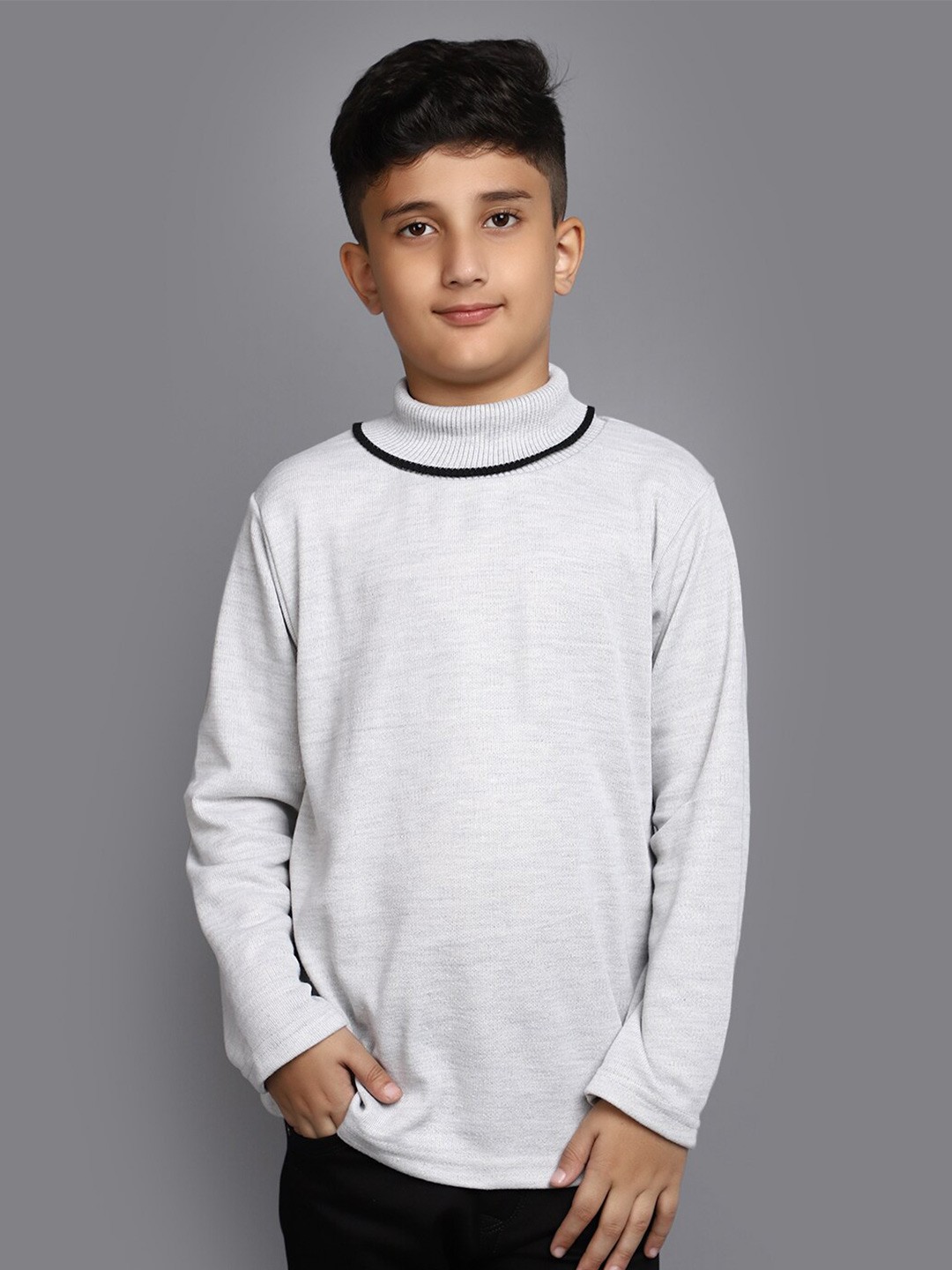 

V-Mart Boys Turtle Neck Acrylic Pullover, Grey