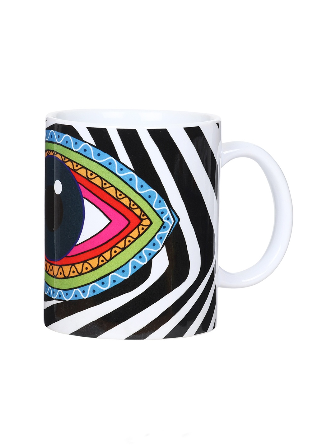 

KOLOROBIA Black & White Evil Eye Printed Ceramic Coffee Mug - 325 ML