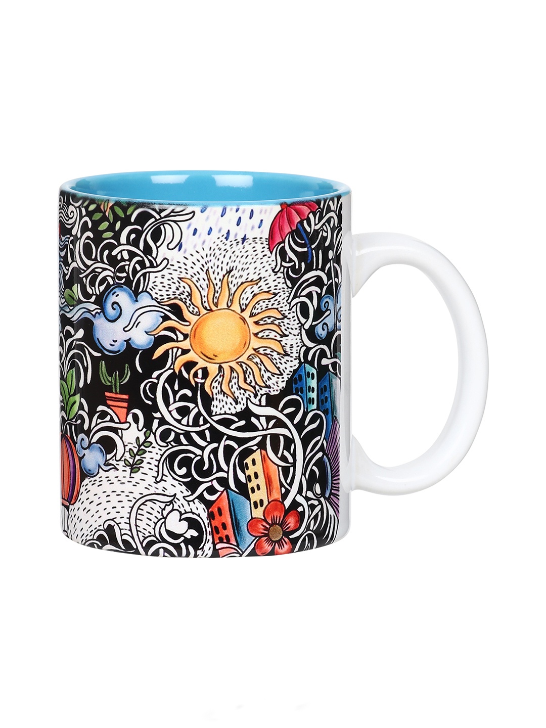 

KOLOROBIA Black & White Printed Ceramic Glossy Mug - 325 ML