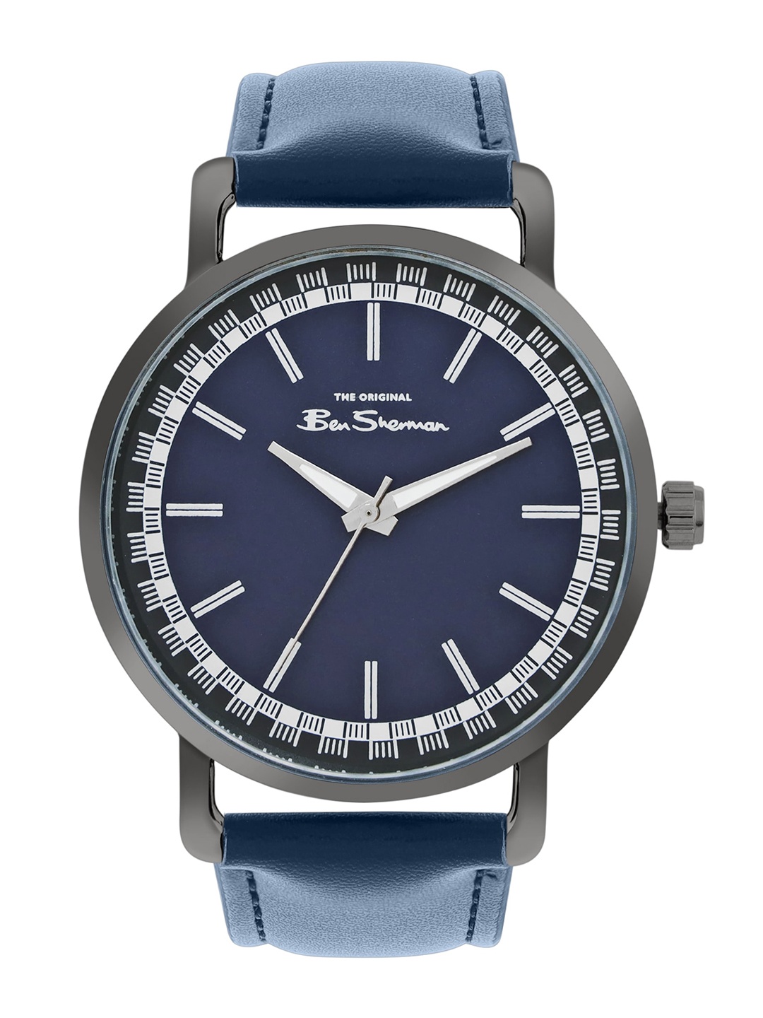 

BEN SHERMAN Men Leather Analogue Watch BS089U, Navy blue