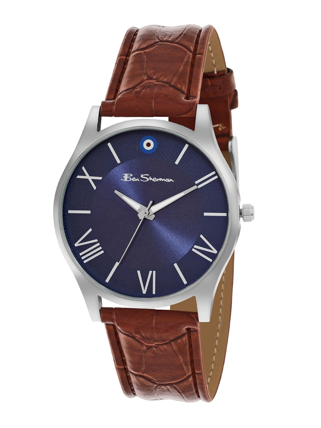 

BEN SHERMAN Men Leather Analogue Watch BS102DBR, Blue