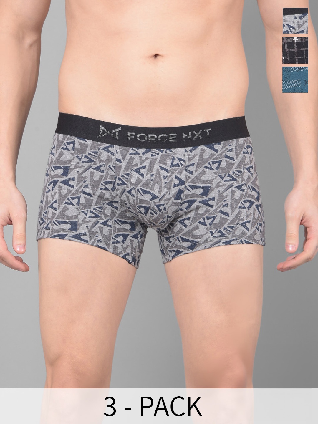 

Force NXT Pack of 3 Assorted Pure Cotton Trunks MNFL-45P-ASST-C1-PO3
