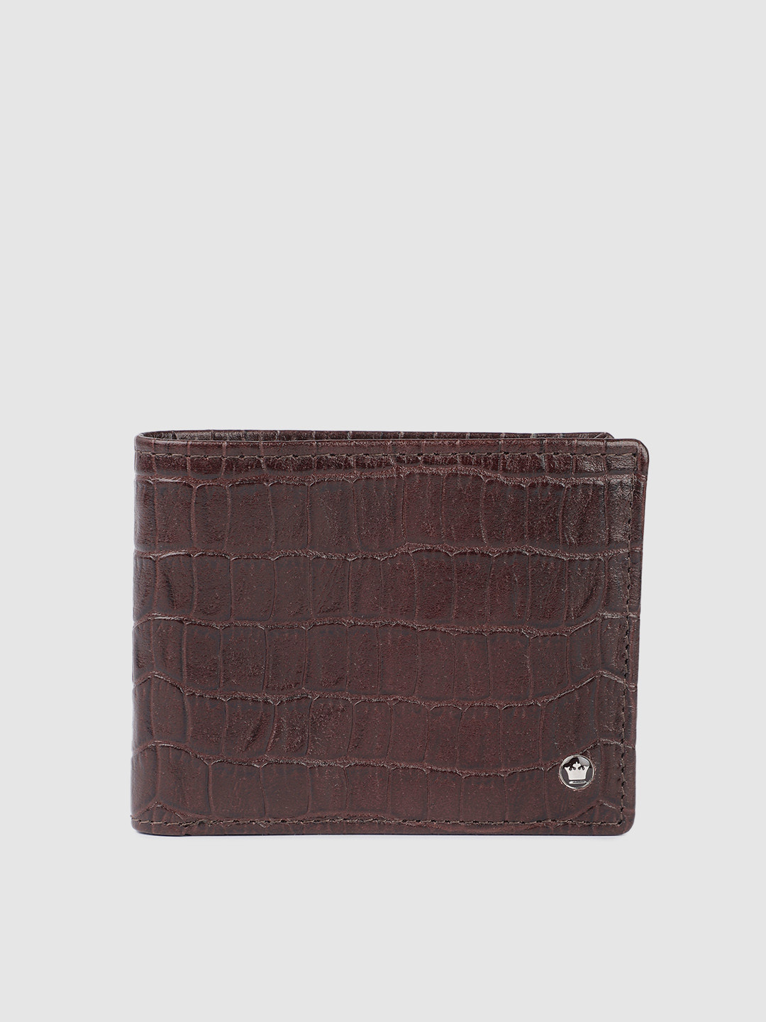 

Louis Philippe Men Textured Leather Two Fold Wallet, Brown