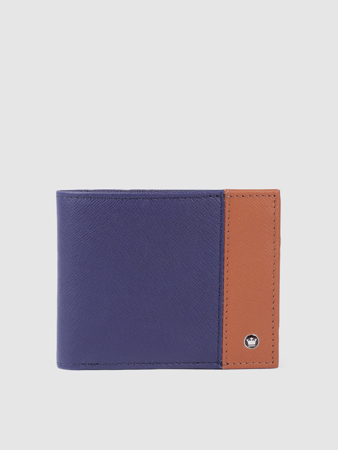 

Louis Philippe Men Colourblocked Leather Two Fold Wallet, Blue