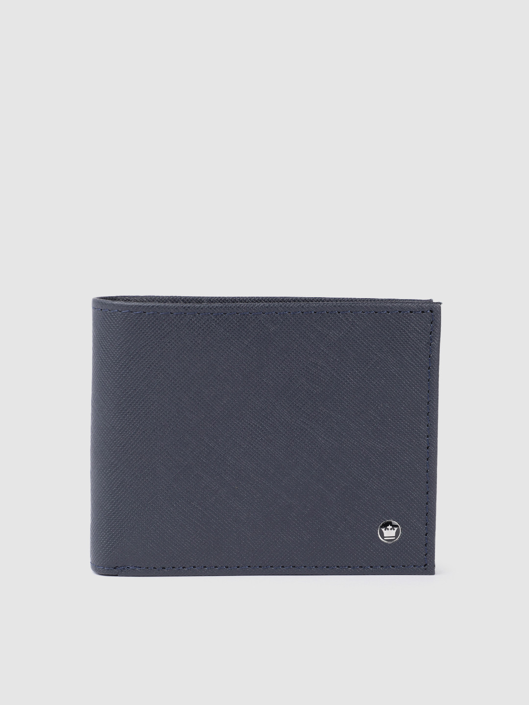 

Louis Philippe Men Solid Leather Two Fold Wallet, Navy blue