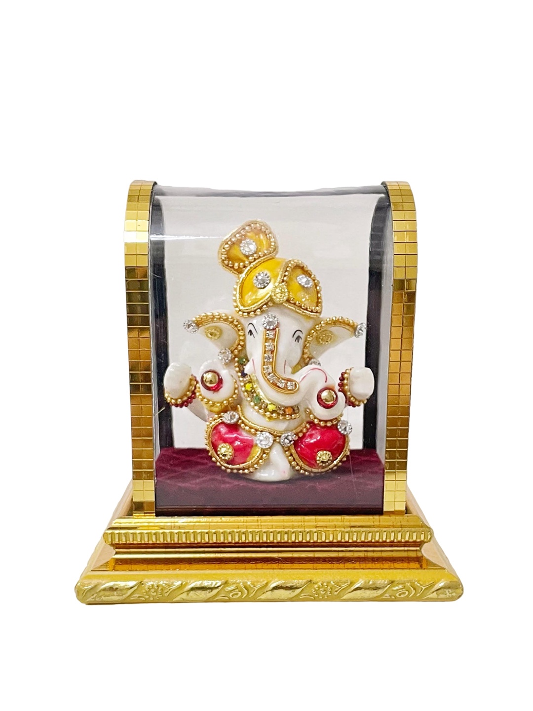 

Frizka Gold- Toned & Cream Medium Ganesha Idol Glass Glass Showpiece