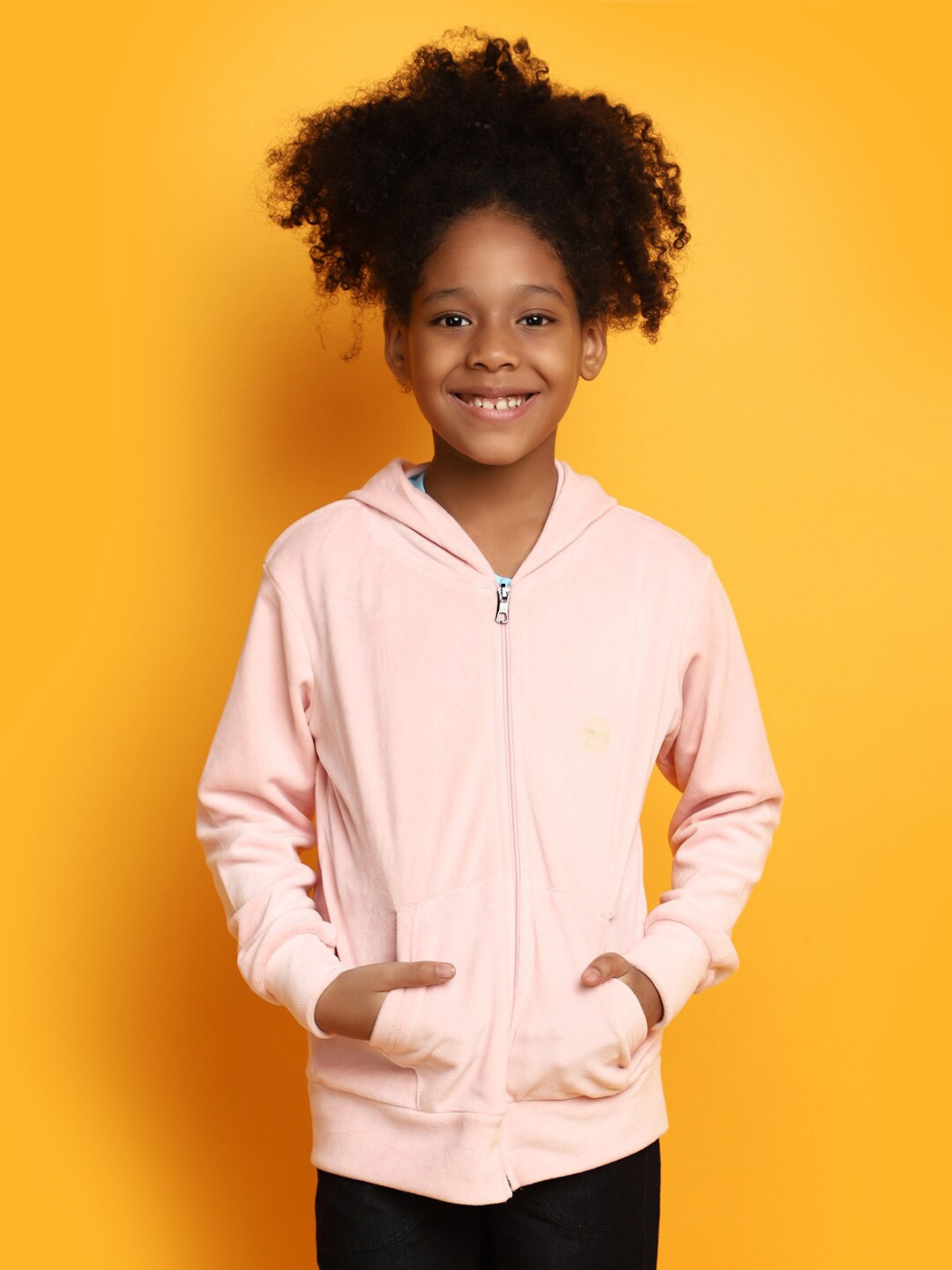 

V-Mart Girls Hooded Front-Open Sweatshirt, Pink