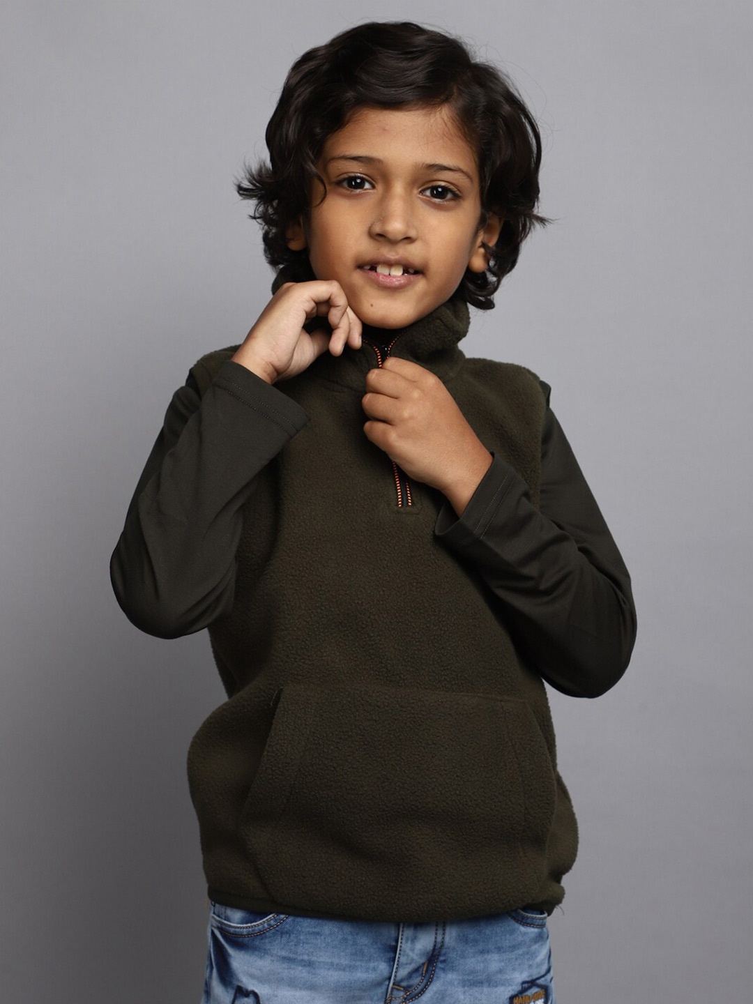 

V-Mart Boys Mock Collar Fleece Pullover Sweatshirt, Green