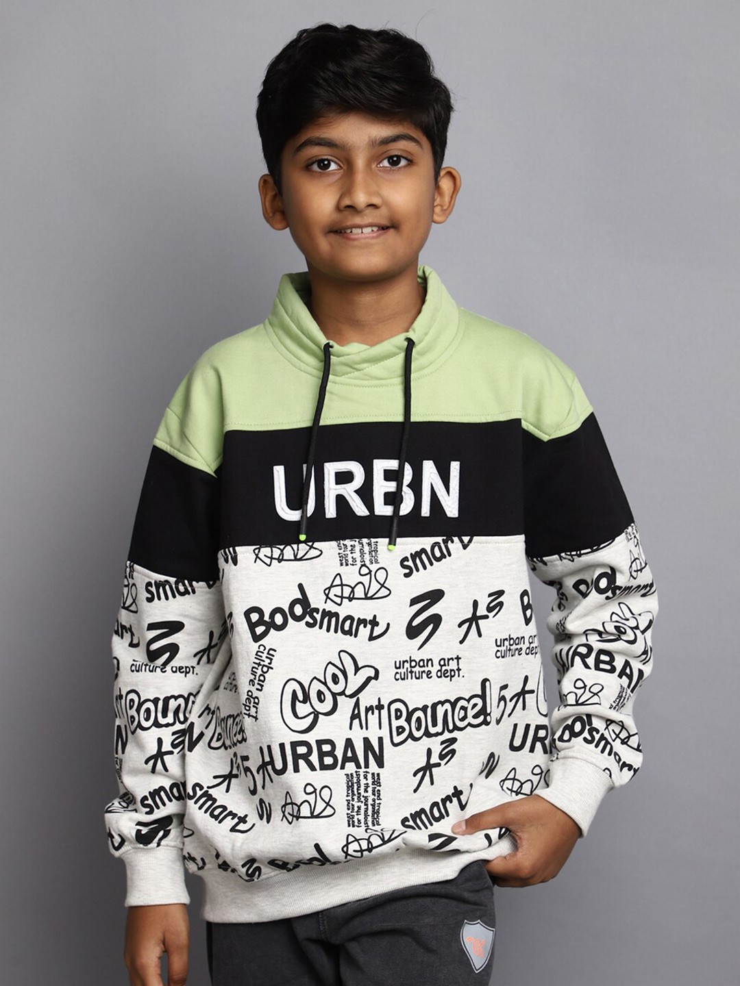 

V-Mart Boys Typography Printed Fleece Pullover Sweatshirt, Grey
