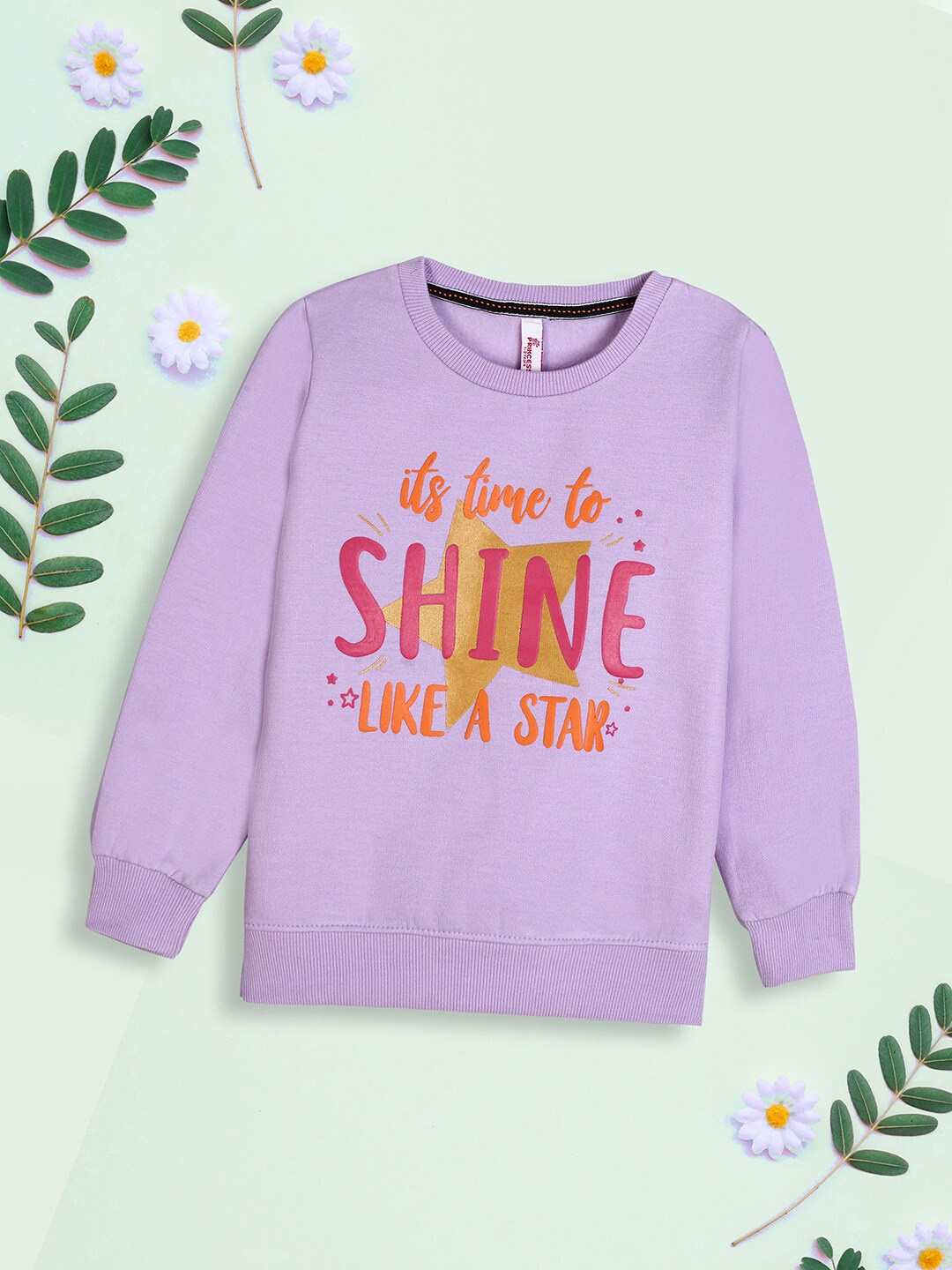 

V-Mart Girls Typography Printed Fleece Pullover Sweatshirt, Purple