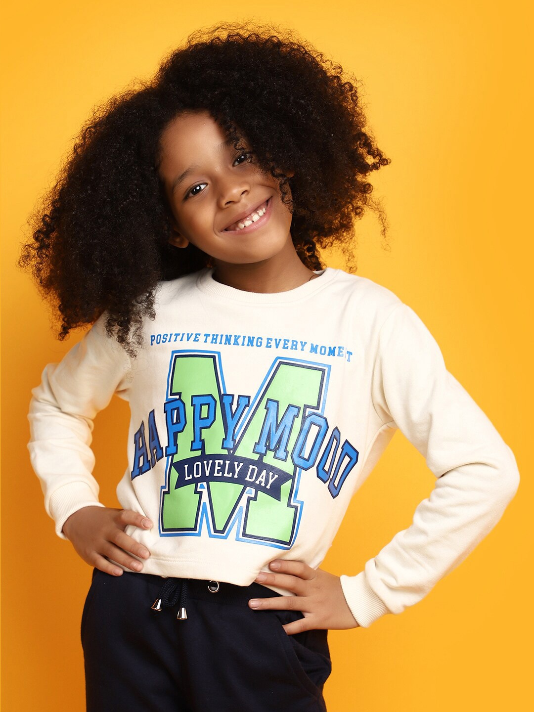 

V-Mart Girls Typography Printed Pullover Fleece Sweatshirt, White