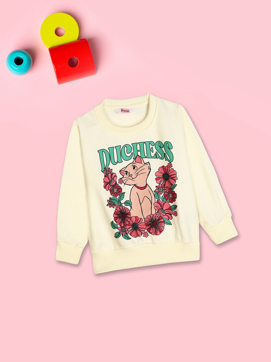 

V-Mart Girls Graphic Printed Fleece Pullover, Off white