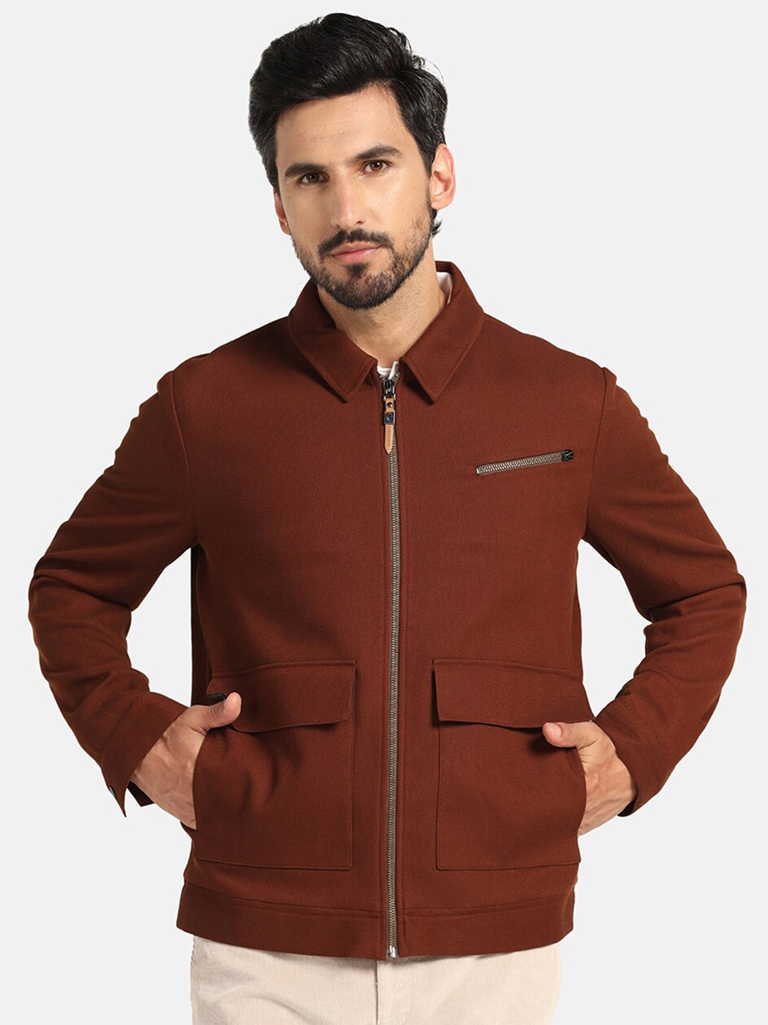 

Blackberrys Spread Collar Long Sleeve Open Front Jacket, Rust